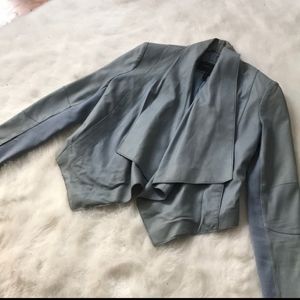 BCBG Leather Slate Blue Jacket Size S